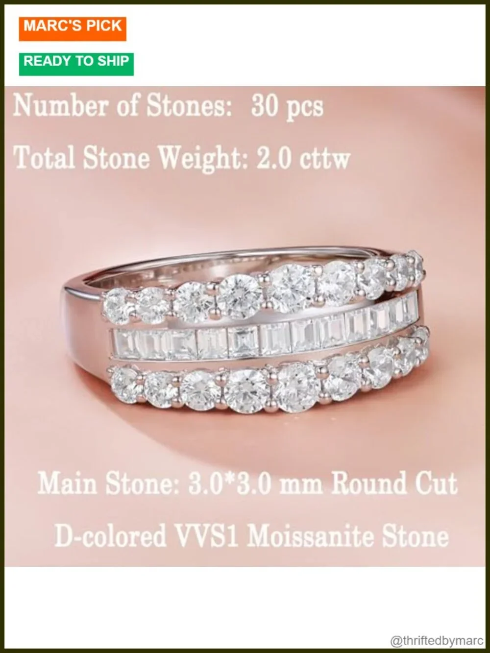 Wide Moissanite Eternity Band 925 Sterling Silver Wedding Ring